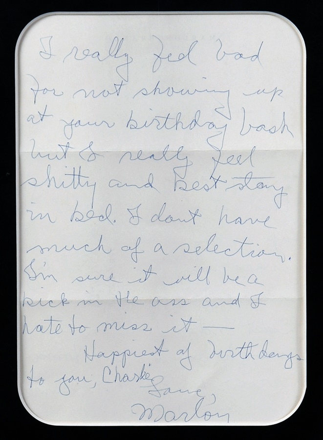 - Marlon Brando Letter to Charlie Sheen