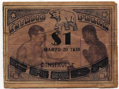 Muhammad Ali & Boxing - 1938 Kid Chocolate's Last Victory Ticket Stub
