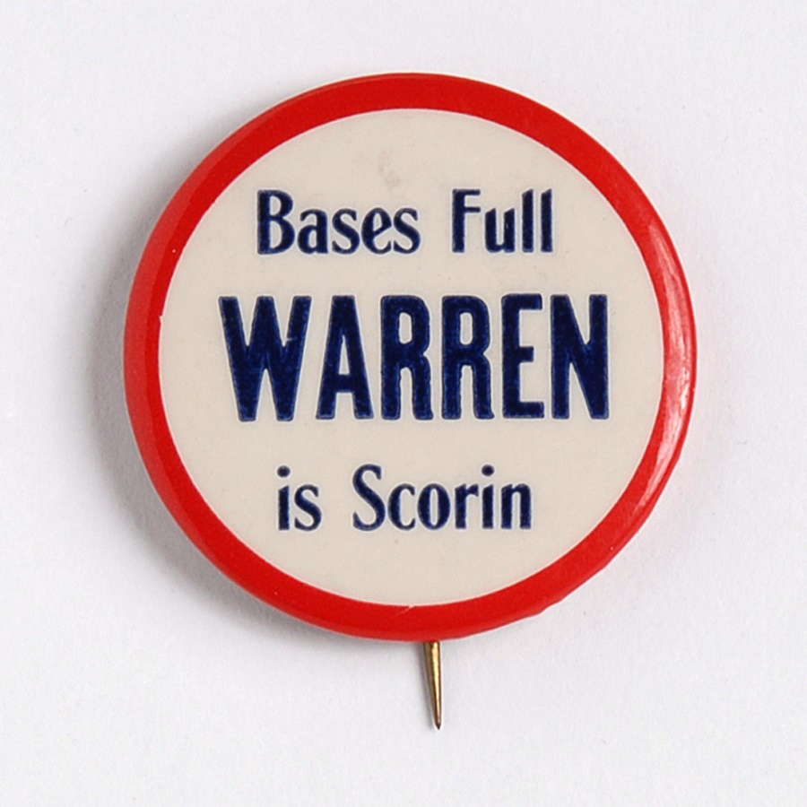 Baseball Memorabilia - Earl Warren Baseball Political Button