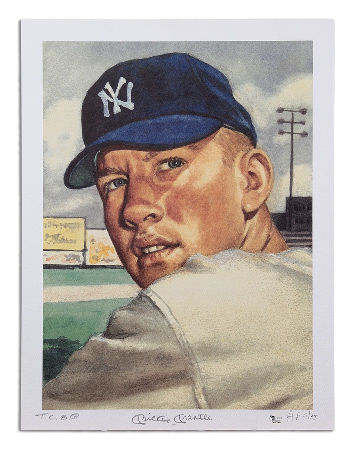 - Mickey Mantle Signed 1953 Topps Card Lithograph