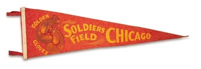 Early 1930's Soldiers Field Golden Gloves Pennant (27")