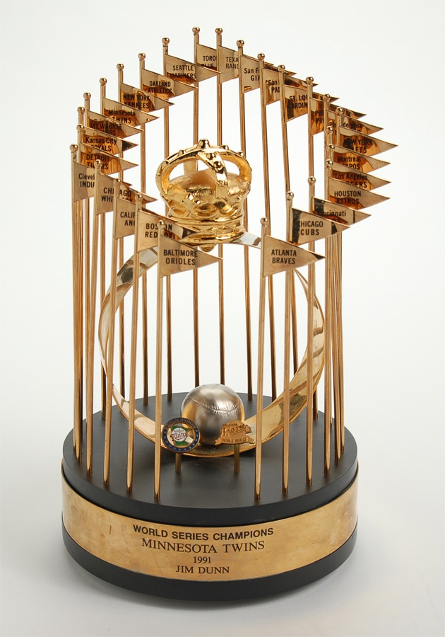 Baseball Memorabilia - 1991 Minnesota Twins World Series Trophy Issued to Jim Dunn
