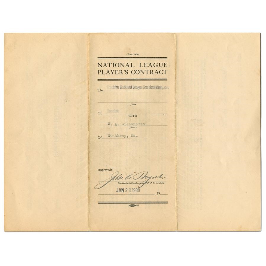 - 1930 Wilbert Robinson Signed Brooklyn Dodgers Contract