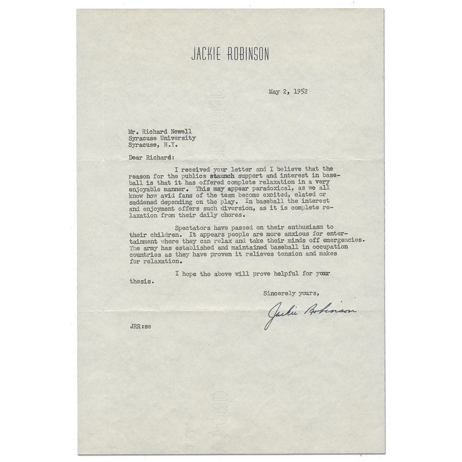 - 1952 Jackie Robinson Signed Letter