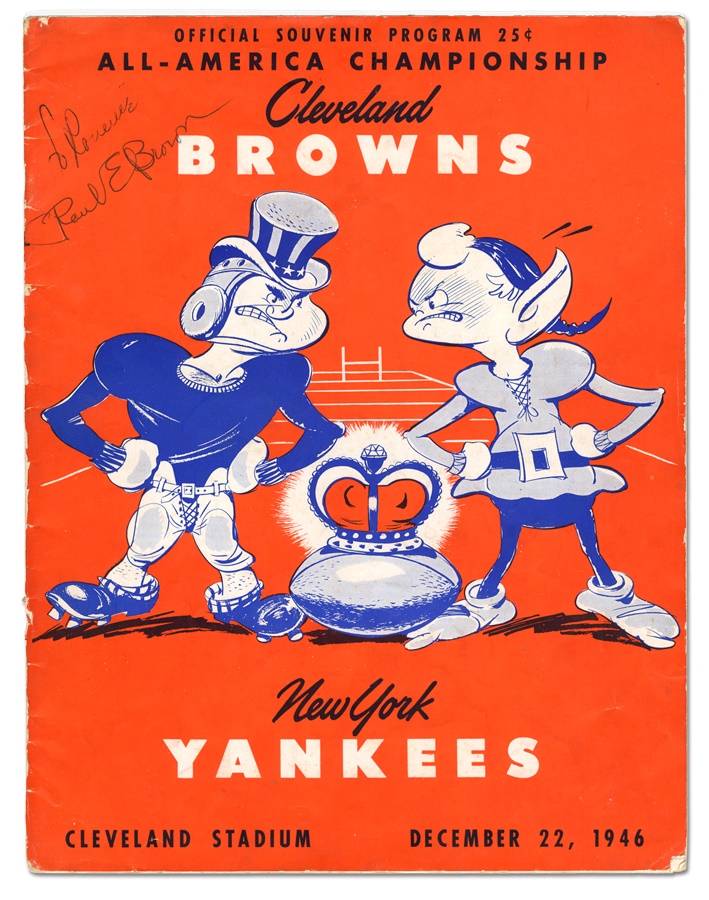 - First AAFC Championship Program with Paul Brown Signed Cover