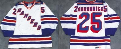 Hockey Sweaters - 1988-89 John Ogrodnick New York Rangers Game Worn Jersey