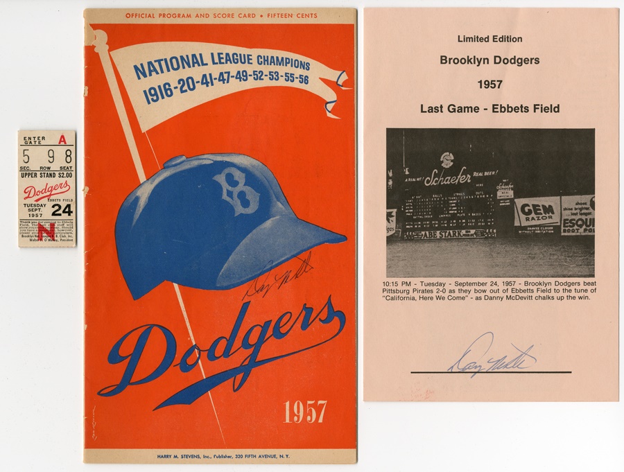 The Sal LaRocca Collection - Last Game at Ebbets Field Program and Ticket