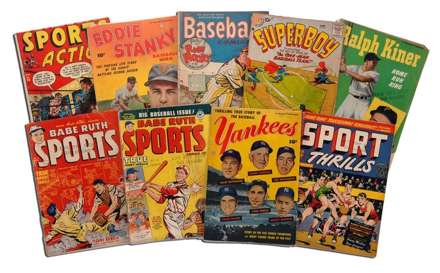Baseball Memorabilia - 1950s Sports Comic Book Collection of 9