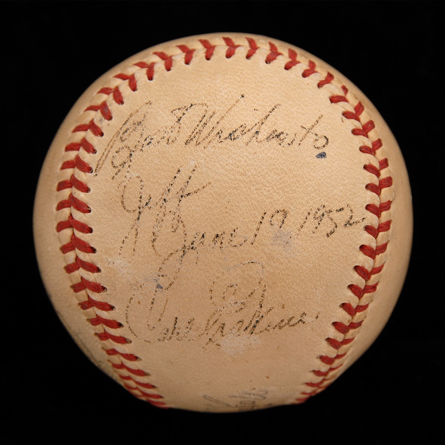 Baseball Memorabilia - 1952 Carl Erskine No-Hitter Signed Game Used Baseball
