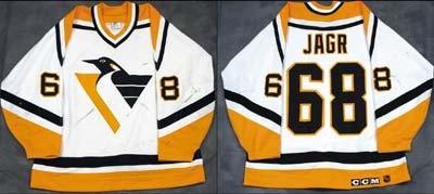 Hockey Sweaters - 1990's Jaromir Jagr Pittsburgh Penguins Game Worn Jersey
