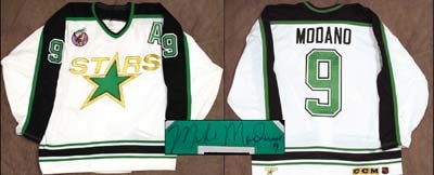 Hockey Sweaters - 1992-93 Mike Modano Minnesota North Stars Game Worn Jersey