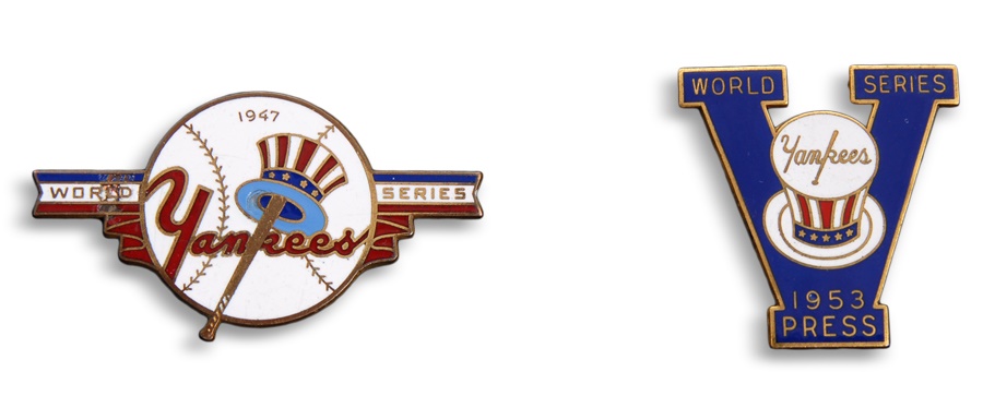 Baseball Memorabilia - 1947 and 1953 New York Yankees World Series Press Pins