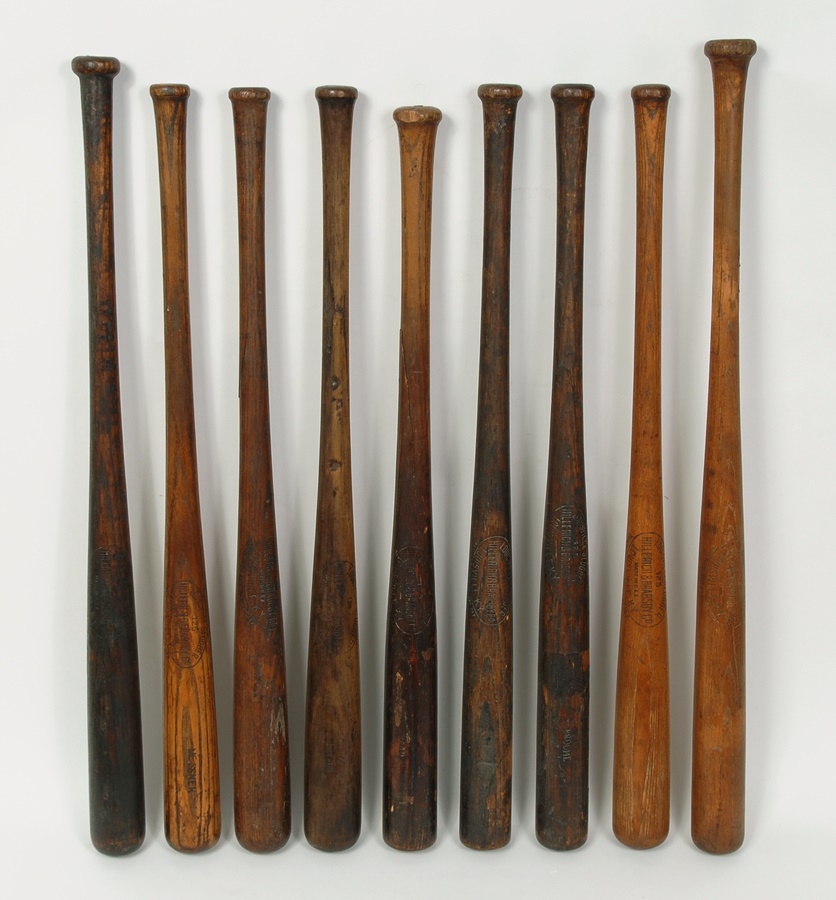 Collection of Vintage Professional Model Bats (9)