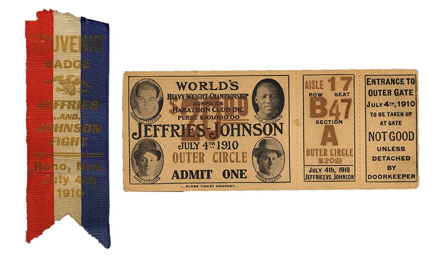 The Mark Mausner Boxing Collection - Jeffries vs. Johnson Ticket and Ribbon (2)