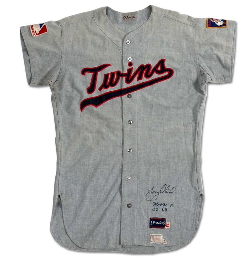 The Fred Budde Collection - 1968 Tony Oliva Road Uniform with Centennial Patch