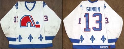 Hockey Sweaters - 1993-94 Mats Sundin Quebec Nordiques Game Worn Jersey
