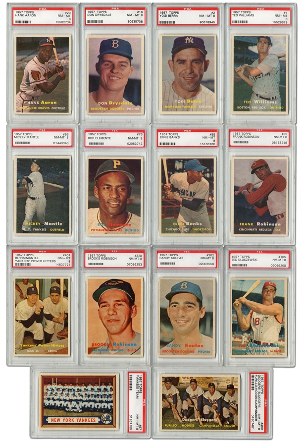 - 1957 Topps Complete Set - All Cards Graded NM-MT 8 by PSA (407/407)
