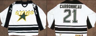 Hockey Sweaters - 1995-96 Guy Carbonneau Dallas Stars Game Worn Jersey