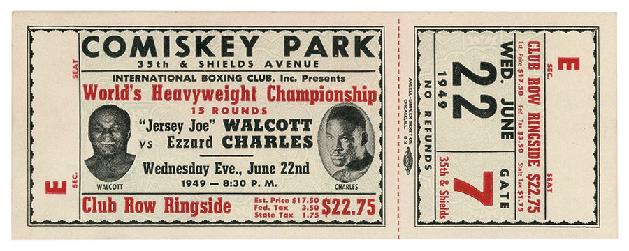 The Mark Mausner Boxing Collection - Jersey Joe Walcott-Ezzard Charles Full Ticket (1949)