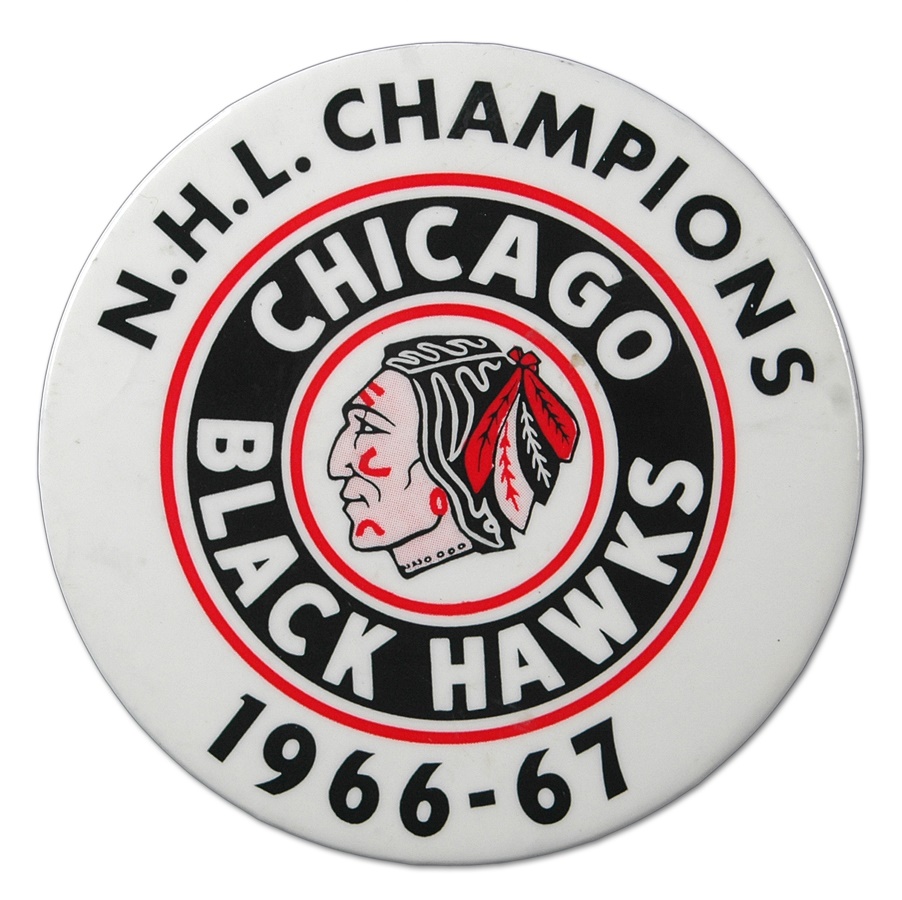 - 1966-67 NHL Champion Chicago Black Hawks Celluloid Pin