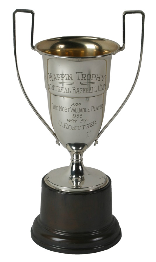 1933 Oscar Roettger Montreal Royals MVP Trophy