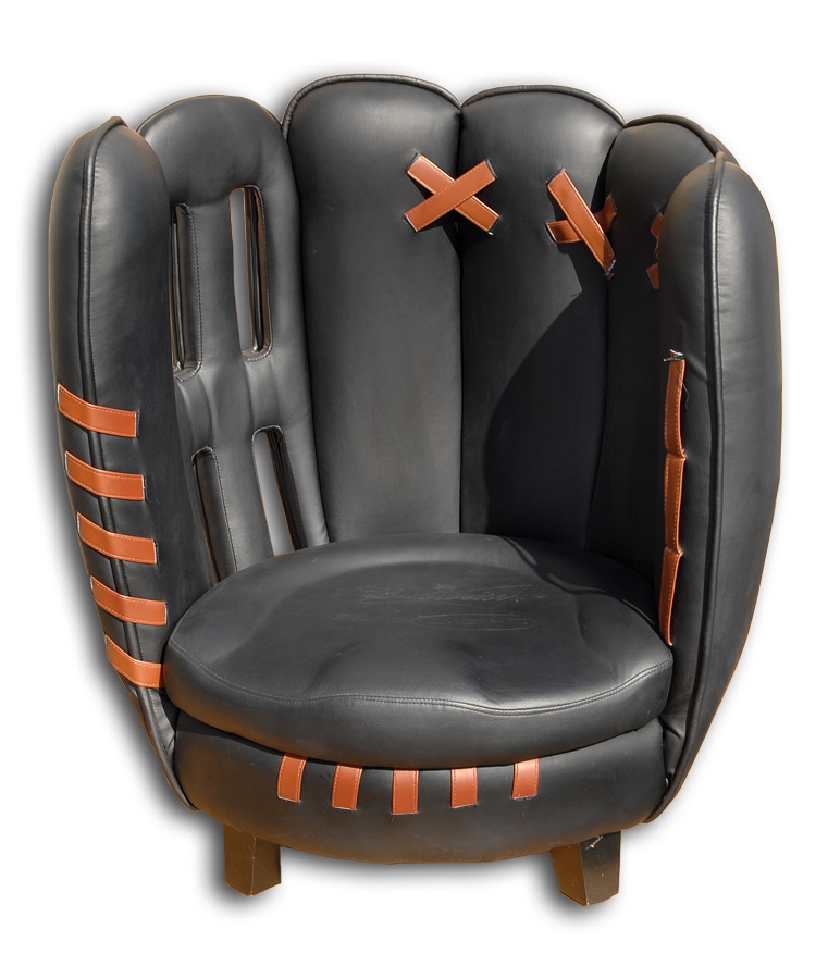 Baseball Memorabilia - Budweiser Beer Giant Leather Baseball Glove Chair