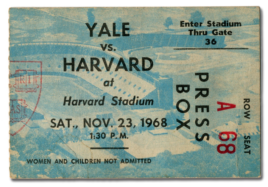 - Yale-Harvard 29-29 Game Ticket Stub