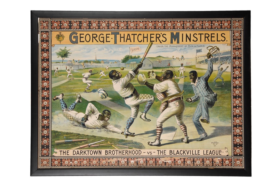 Negro League, Latin, Japanese & International Base - 1890s Darktown Brotherhood Baseball Minstrels Poster