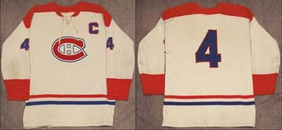 Hockey Sweaters - 1960's Jean Beliveau Montreal Canadiens Game Worn Wool Sweater