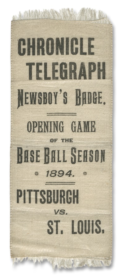 Sports and Non Sports Cards - 1894 Pittsburgh v St. Louis Opening Day Baseball Silk