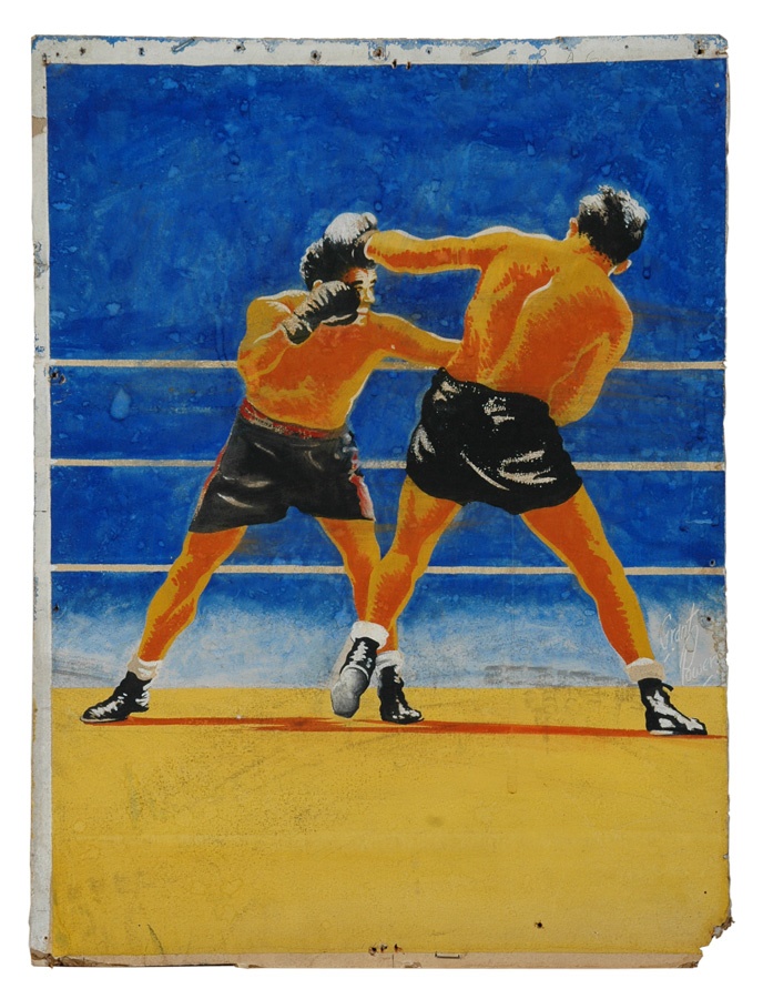 - 1936 Joe Louis v Max Schmeling Original Boxing Program Cover Painting by Grant Powers