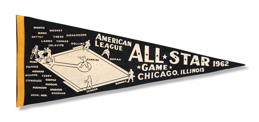 Baseball Memorabilia - 1962 Baseball All-Star Game Program and Pennant