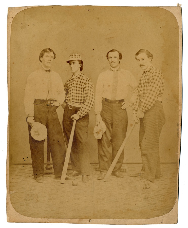 Baseball Memorabilia - Exceptional 1870s Baseball Albumen Photograph