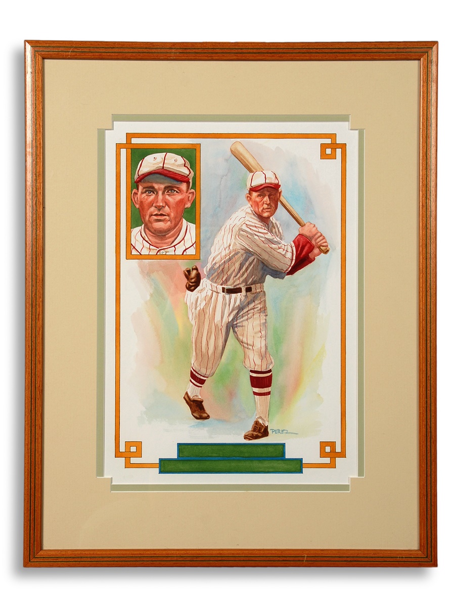 Sports and Non Sports Cards - Rogers Hornsby Donruss Hall of Fame Heroes Original Art by Dick Perez