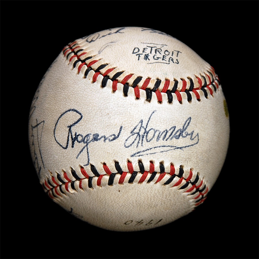 - 1940 A.L. Champion Detroit Tigers Signed Baseball with Rogers Hornsby
