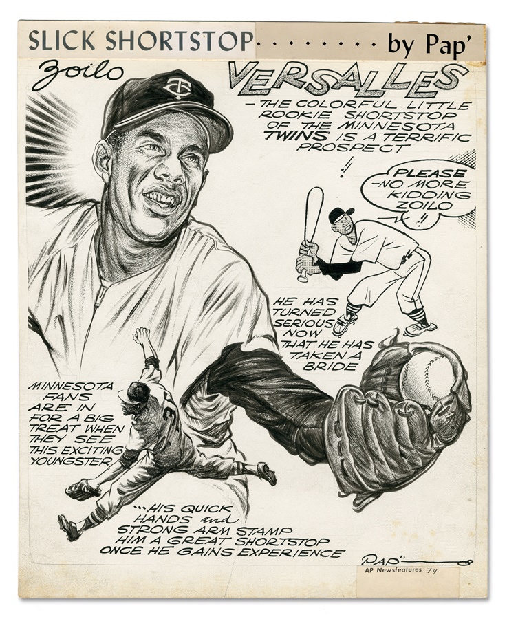 Baseball Memorabilia - 1959 Rookie Zoilo Versalles Original Art
