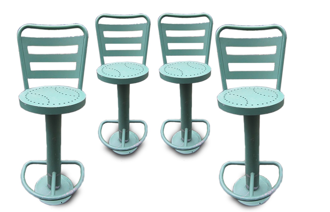 Stadium Artifacts - Fenway Park Set of Four Green Monster "Baseball" Bar Chairs