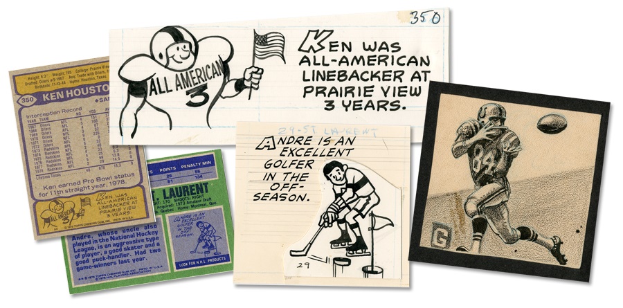 Sports and Non Sports Cards - Football and Hockey Card Backs Original Art (3)