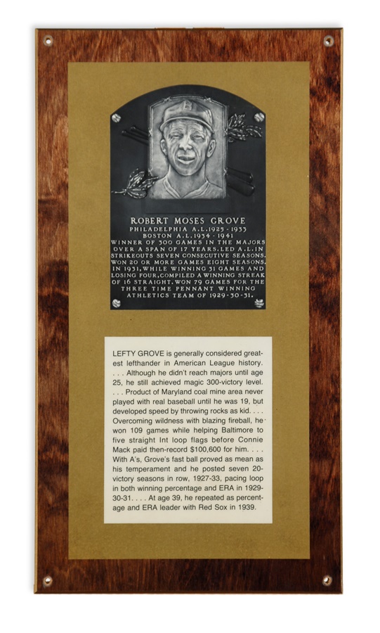 - Eddie Collins and Lefty Grove Induction Plaques from the Bob Feller Hall of Fame (2)