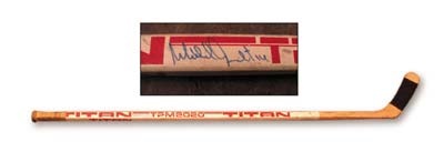 Hockey Sticks - 1980's Michel Goulet Game Used Autographed Stick
