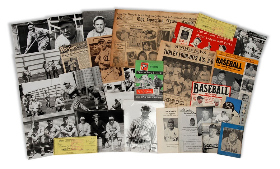 Baseball Memorabilia - Rogers Hornsby Clippings and Ephemera Collection