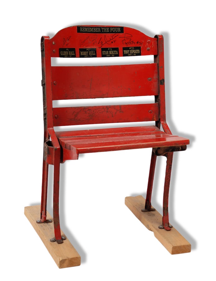 - Chicago Stadium Seat Signed by Four Hall of Famers