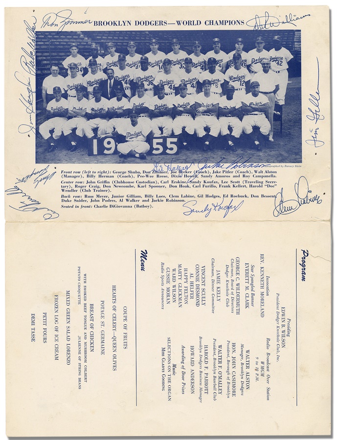 The Sal LaRocca Collection - Two Vintage Signed 1955 Brooklyn Dodgers Items