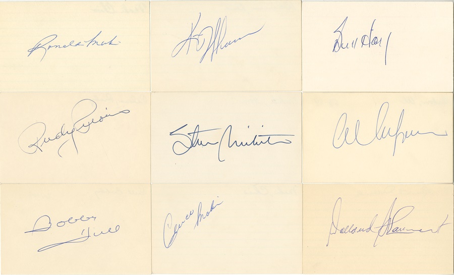 - 1960-61 World Champion Chicago Black Hawks Signed Index Cards (23)