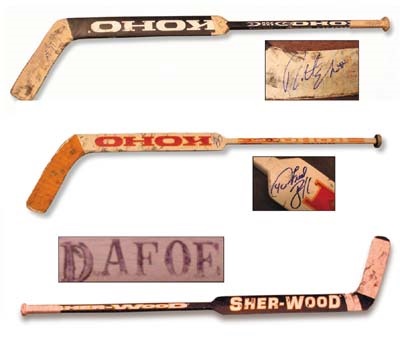 Collection of Game Used Goal Sticks (3)