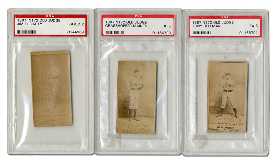 - N172 Old Judge Collection of Three Different PSA Graded