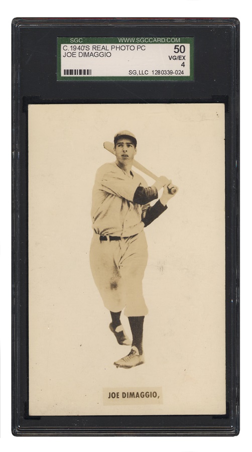 Sports and Non Sports Cards - One-of-a-Kind 1940s Joe DiMaggio Photo Postcard SGC 50
