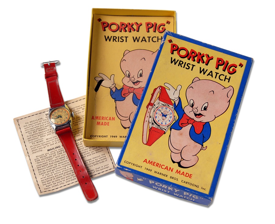 Rock And Pop Culture - 1949 Porky Pig Wristwatch in Original Box