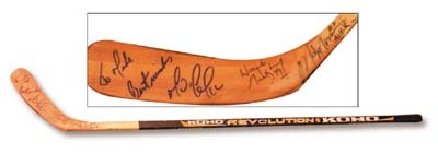 1996 Mario Lemieux & Wayne Gretzky Last Meeting Signed Game Used Stick