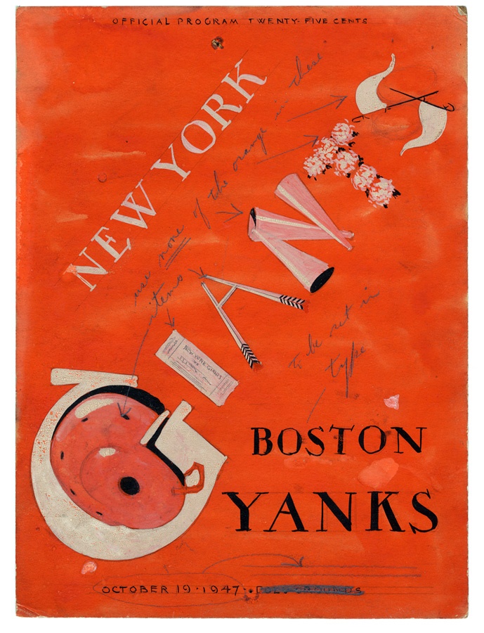 - 1947 New York Giants vs. Boston Yanks Program Cover Art